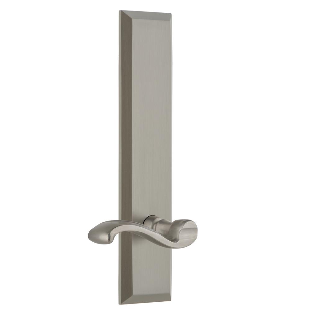 Grandeur by Nostalgic Warehouse FAVPRT Fifth Avenue Tall Plate Double Dummy with Portofino Lever in Satin Nickel